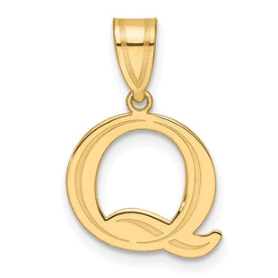 14k Polished Etched Letter Q Initial Pendant (Style YC1539Q)