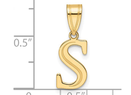 14k Polished Etched Letter S Initial Pendant (Style YC1539S)