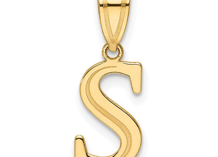 14k Polished Etched Letter S Initial Pendant (Style YC1539S)