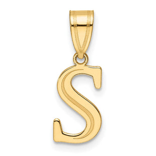 14k Polished Etched Letter S Initial Pendant (Style YC1539S)
