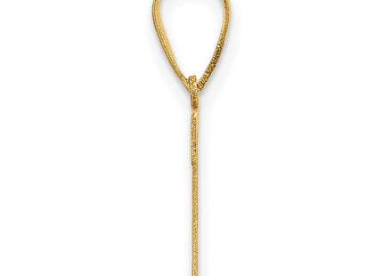 14k Polished Etched Letter T Initial Pendant (Style YC1539T)
