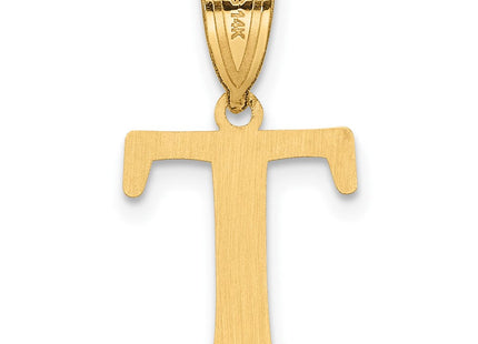 14k Polished Etched Letter T Initial Pendant (Style YC1539T)