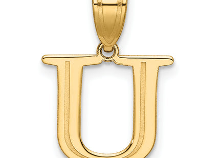 14k Polished Etched Letter Initial Pendant (Small)