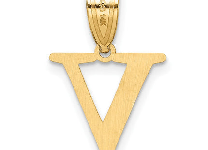 14k Polished Etched Letter V Initial Pendant (Style YC1539V)