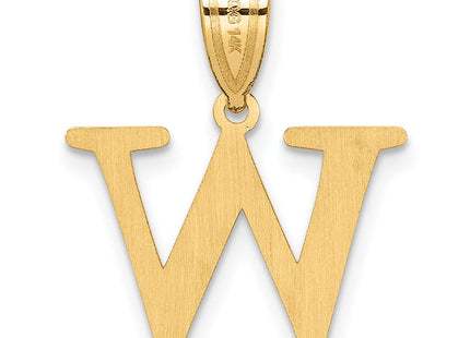 14k Polished Etched Letter W Initial Pendant (Style YC1539W)