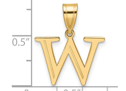 14k Polished Etched Letter W Initial Pendant (Style YC1539W)