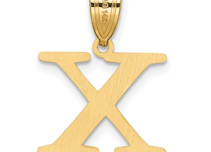 14k Polished Etched Letter X Initial Pendant (Style YC1539X)