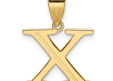 14k Polished Etched Letter X Initial Pendant (Style YC1539X)