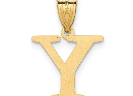 14k Polished Etched Letter Y Initial Pendant (Style YC1539Y)