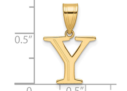 14k Polished Etched Letter Y Initial Pendant (Style YC1539Y)