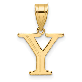 14k Polished Etched Letter Y Initial Pendant (Style YC1539Y)