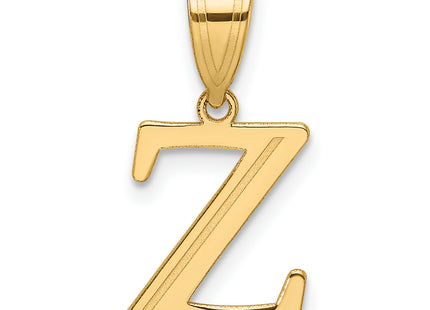 14k Polished Etched Letter Initial Pendant (Small)