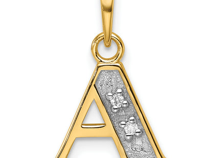 14K with Rhodium Diamond Letter Initial Pendant