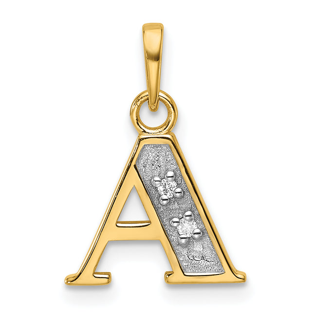 14K gold diamond initial pendant, additional view