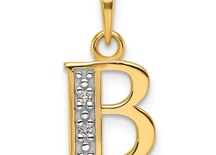 14K with Rhodium Diamond Letter Initial Pendant