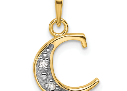 14K with Rhodium Diamond Letter Initial Pendant