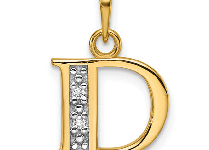 14K with Rhodium Diamond Letter Initial Pendant