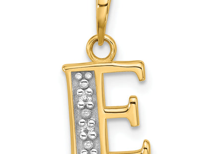 14K with Rhodium Diamond Letter Initial Pendant