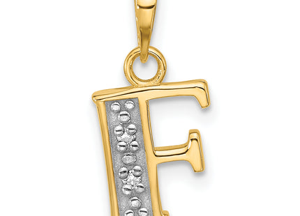 14K with Rhodium Diamond Letter Initial Pendant