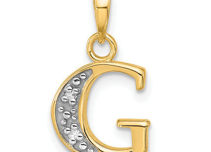 14K with Rhodium Diamond Letter Initial Pendant