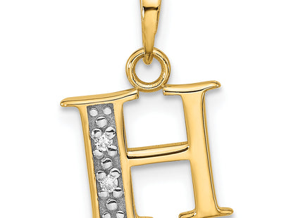 14K with Rhodium Diamond Letter Initial Pendant