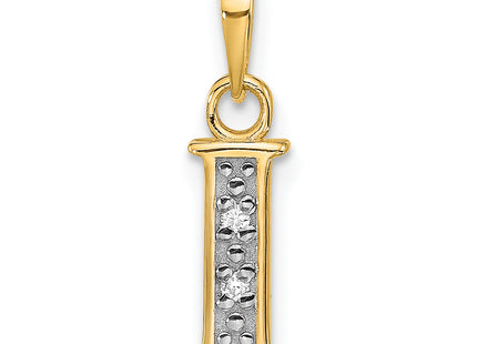 14K with Rhodium Diamond Letter Initial Pendant