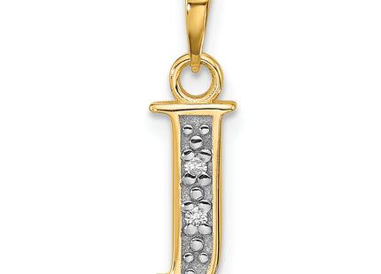 14K with Rhodium Diamond Letter Initial Pendant