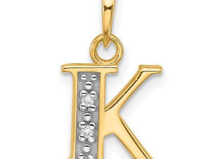 14K with Rhodium Diamond Letter Initial Pendant