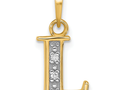 14K with Rhodium Diamond Letter Initial Pendant