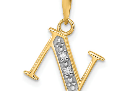 14K with Rhodium Diamond Letter Initial Pendant