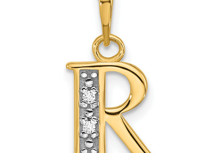 14K with Rhodium Diamond Letter Initial Pendant