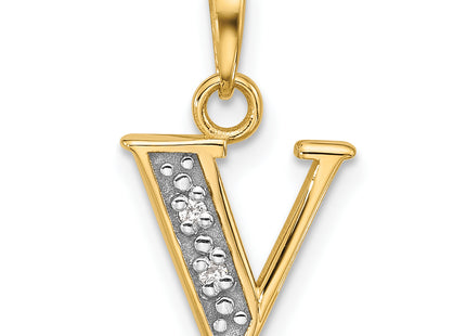 14K with Rhodium Diamond Letter Initial Pendant