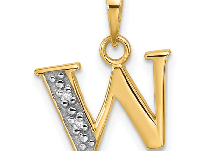 14K with Rhodium Diamond Letter Initial Pendant