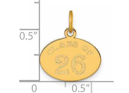 14k Polished Oval CLASS OF 2026 Charm (Style YC1544-26)
