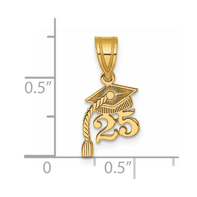 14K Graduation Cap 25 w/ Dangling Tassle Charm