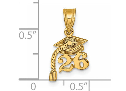 14K Graduation Cap 26 w/ Dangling Tassle Charm (Style YC1547-26)