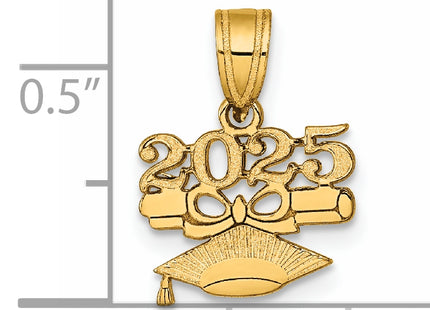 14K Graduation Cap and Diploma - 2025 Charm, 16.15 x 11.75mm