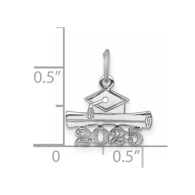 14K White Gold 2025 Graduation Cap and Diploma Charm