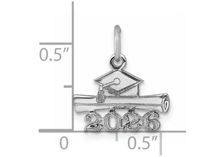 14K White Gold 2026 Graduation Cap and Diploma Charm (Style YC1550W-26)