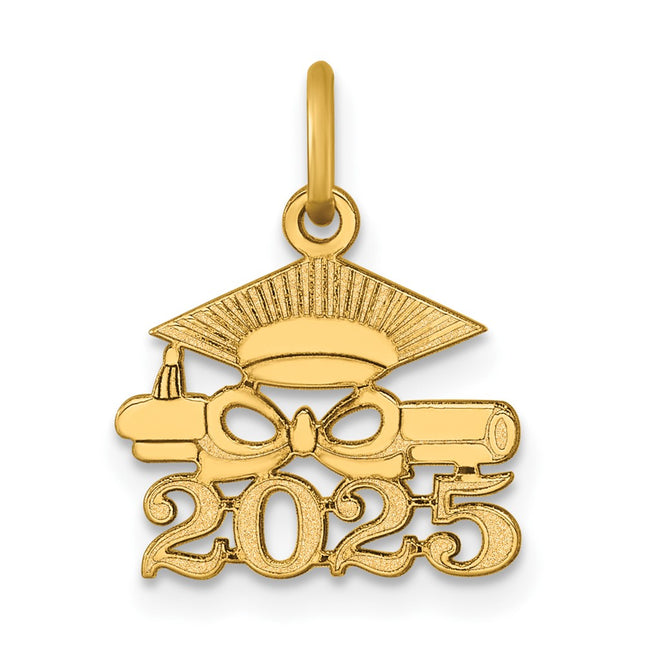 14K Graduation Cap and Diploma - 2025 Charm, 16.4 x 13.95mm