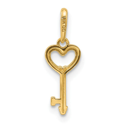 14K Polished Heart Key Pendant, 18 x 6.2mm