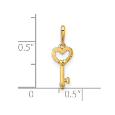14K Polished Heart Key Pendant, 18 x 6.2mm