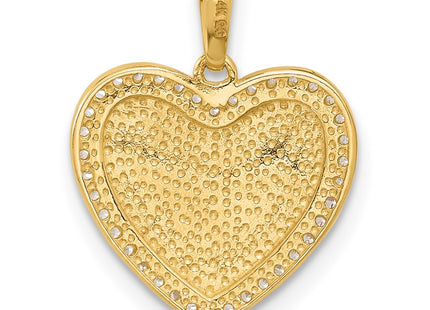 14K gold cubic zirconia heart pendant, another view