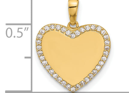 14k Polished CZ Heart Pendant, 18.5 x 14.5mm