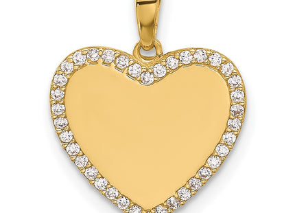 14K gold cubic zirconia heart pendant