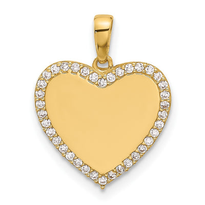 14K gold cubic zirconia heart pendant