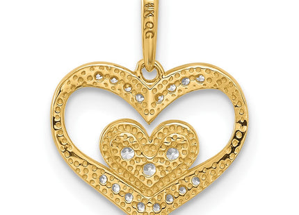 14k Polished CZ Heart Pendant (Style YC1564)