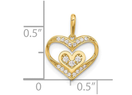 14k Polished CZ Heart Pendant (Style YC1564)
