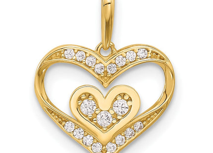 14k Polished CZ Heart Pendant (Style YC1564)