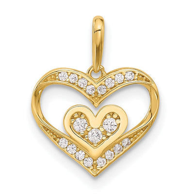 14K gold cubic zirconia heart pendant